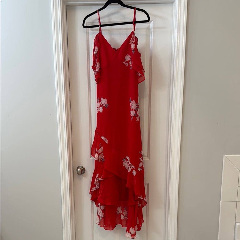 Lulu's Red Floral High-Low Dress